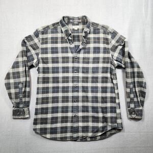 Eddie Bauer Mens Flannel Shirt Medium Relaxed Fit Blue Cotton Workwear Gorpcore